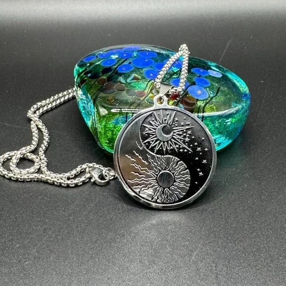 Yin Yang Necklace Pendant Stainless Steel #1457 - Picture 4 of 9